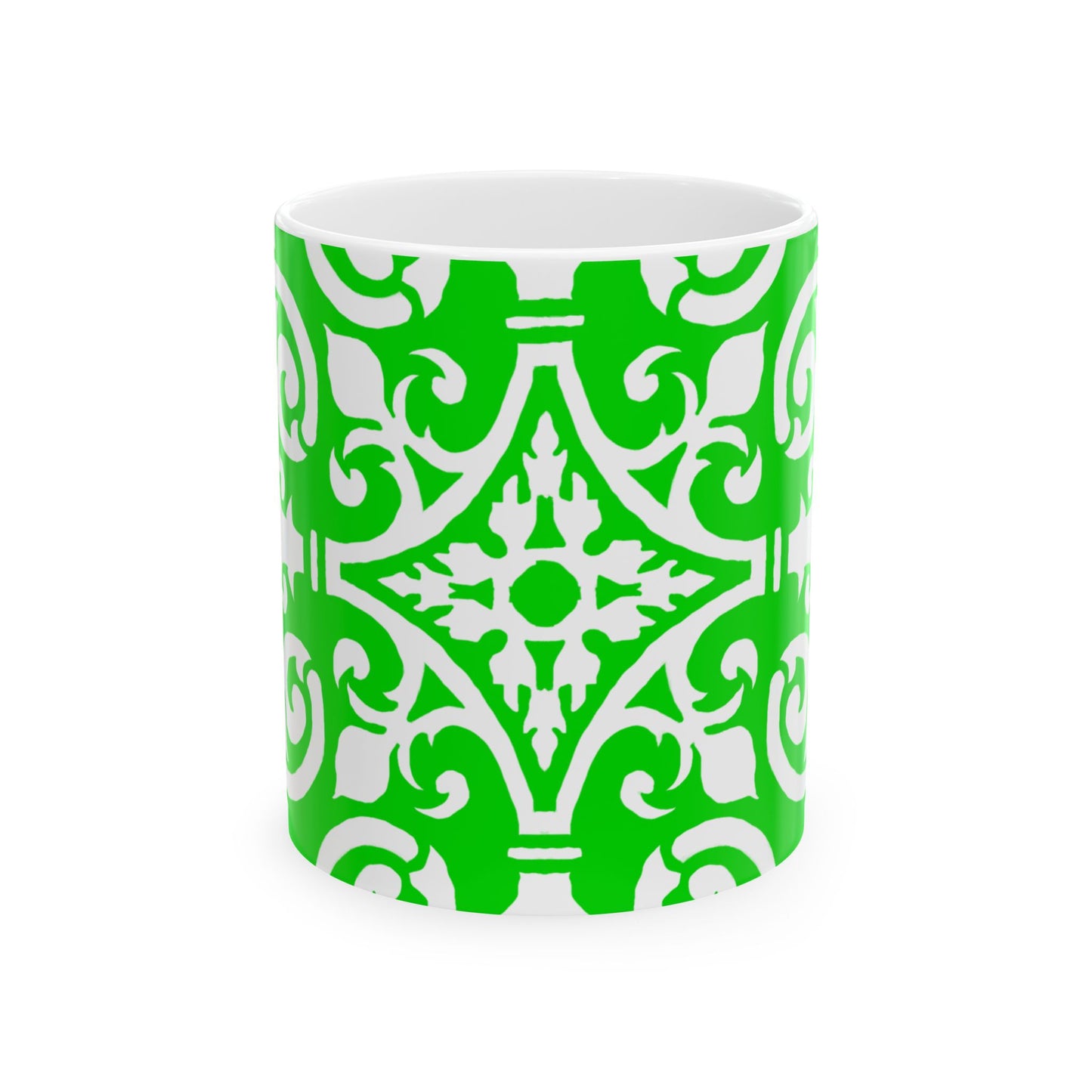 Scrollwork Ceramic Mug Green