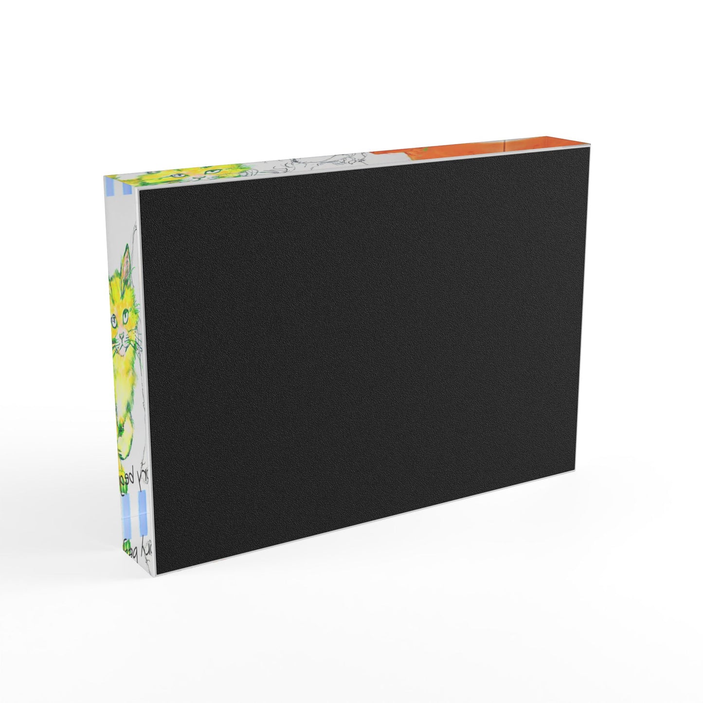 *Colorful Cats & Dogs Acrylic Art Block in Orange and Yellow "Grace is but glory begun"