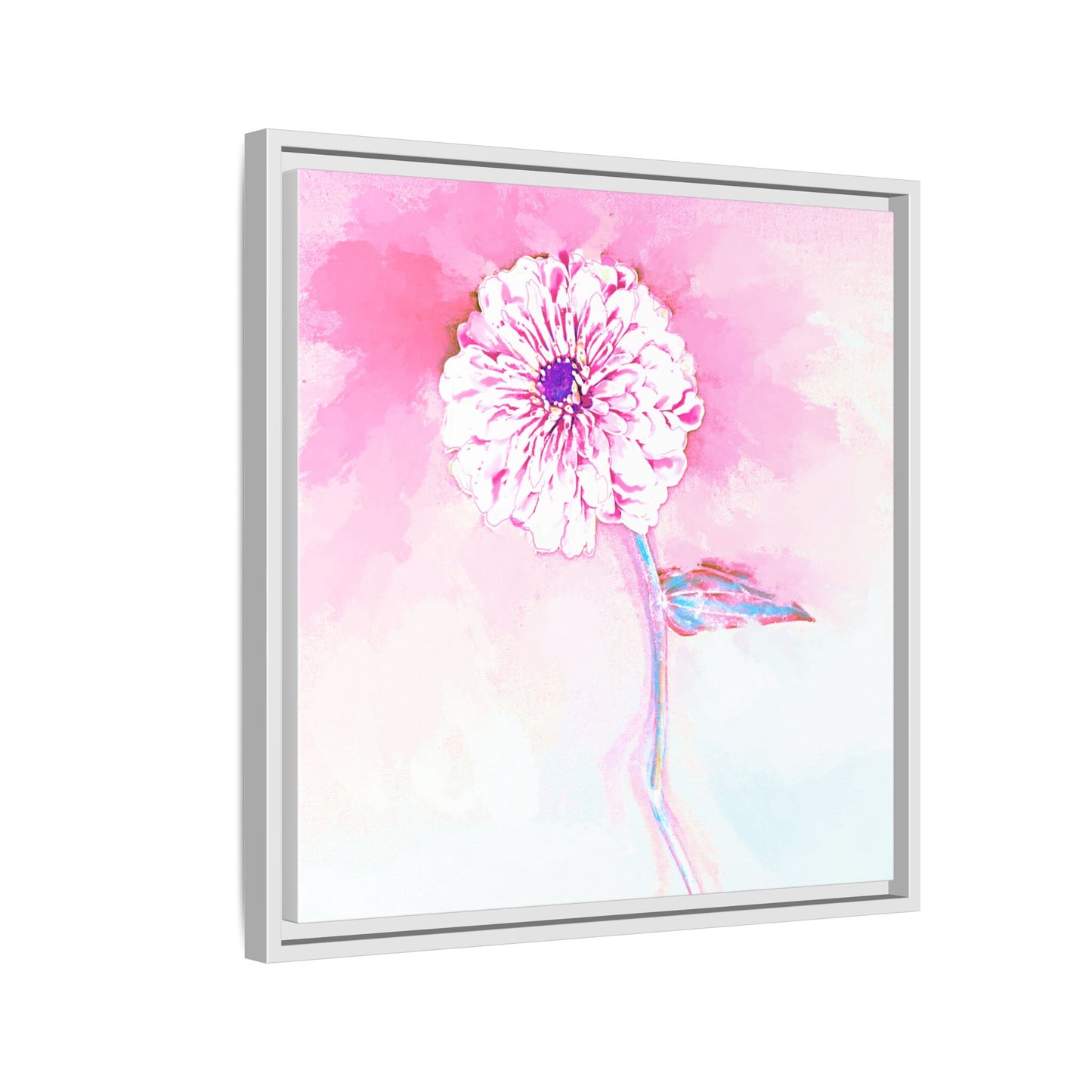 Zinnia Color Splash Matte Canvas Light Pink Framed