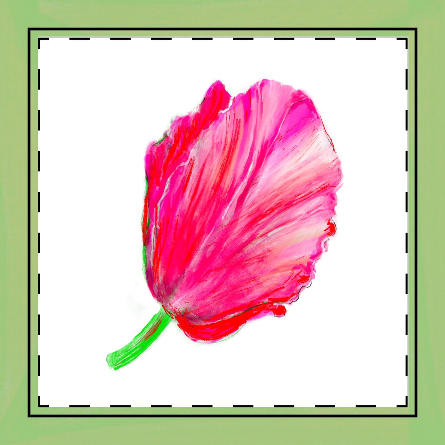 Tulip Love Poly Twill Napkin Raspberry Spring Green border