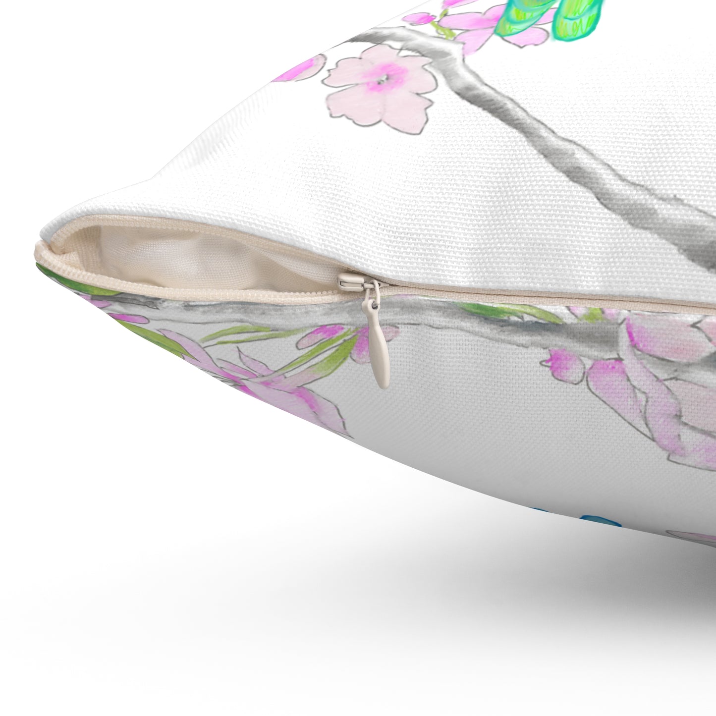 Cherry Chirp Spun Polyester Square Pillow, Multi-color Birds