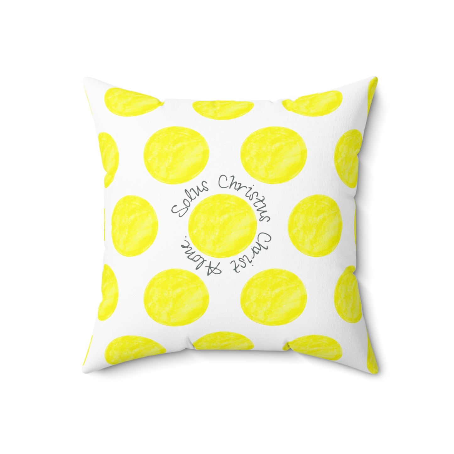 Polka Dot Joy Polyester Square Pillow “Solus Christus…”