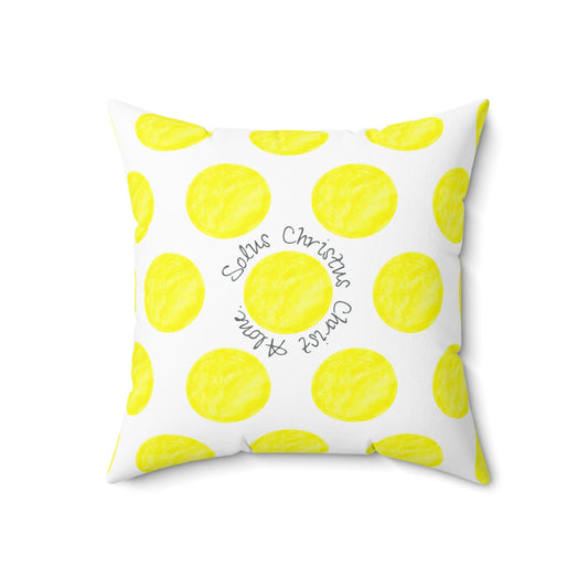 Polka Dot Joy Polyester Square Pillow “Solus Christus…”