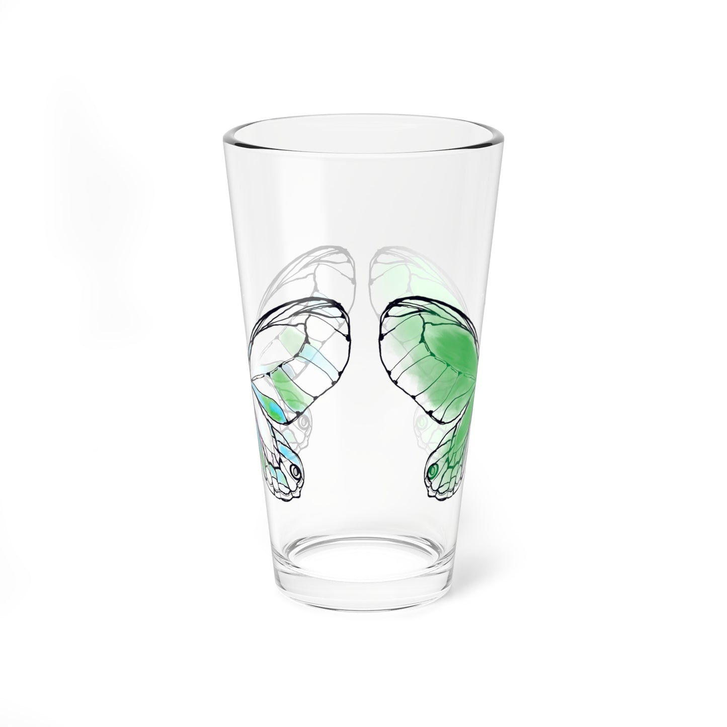 Mixing Glass, 16oz Butterfly Colorful Watercolor