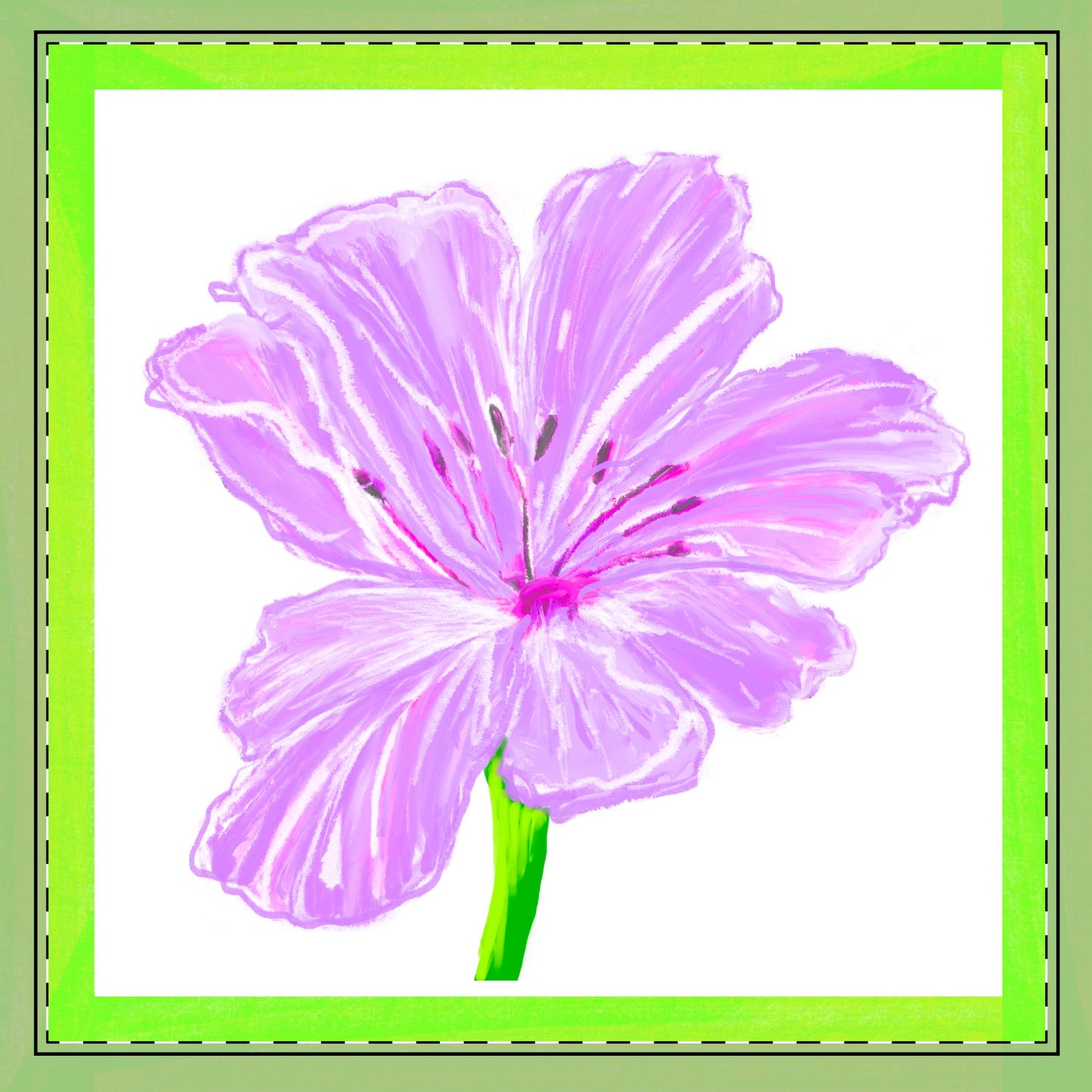 Tulip Love Poly Twill Napkin Spring Green border