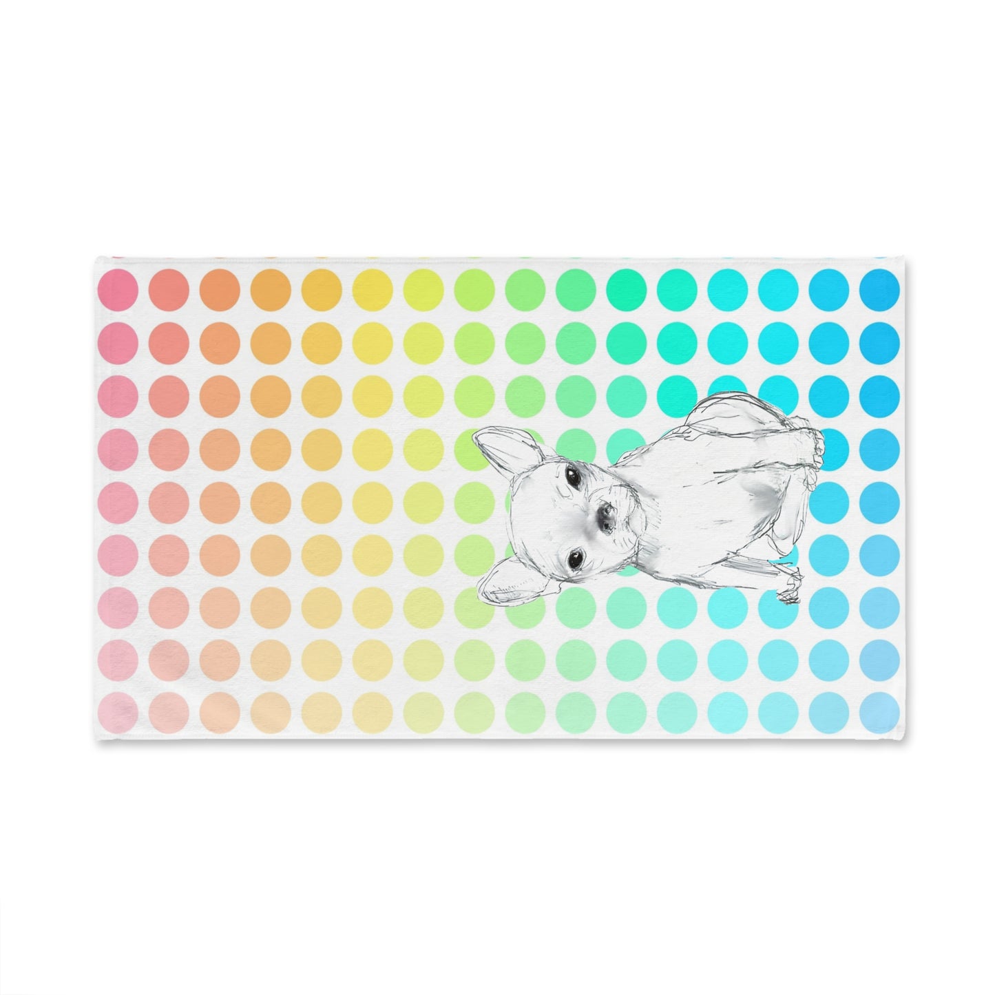Dogi Fun Hand Towel, Chihuahua with Multi-Color Polka Dots