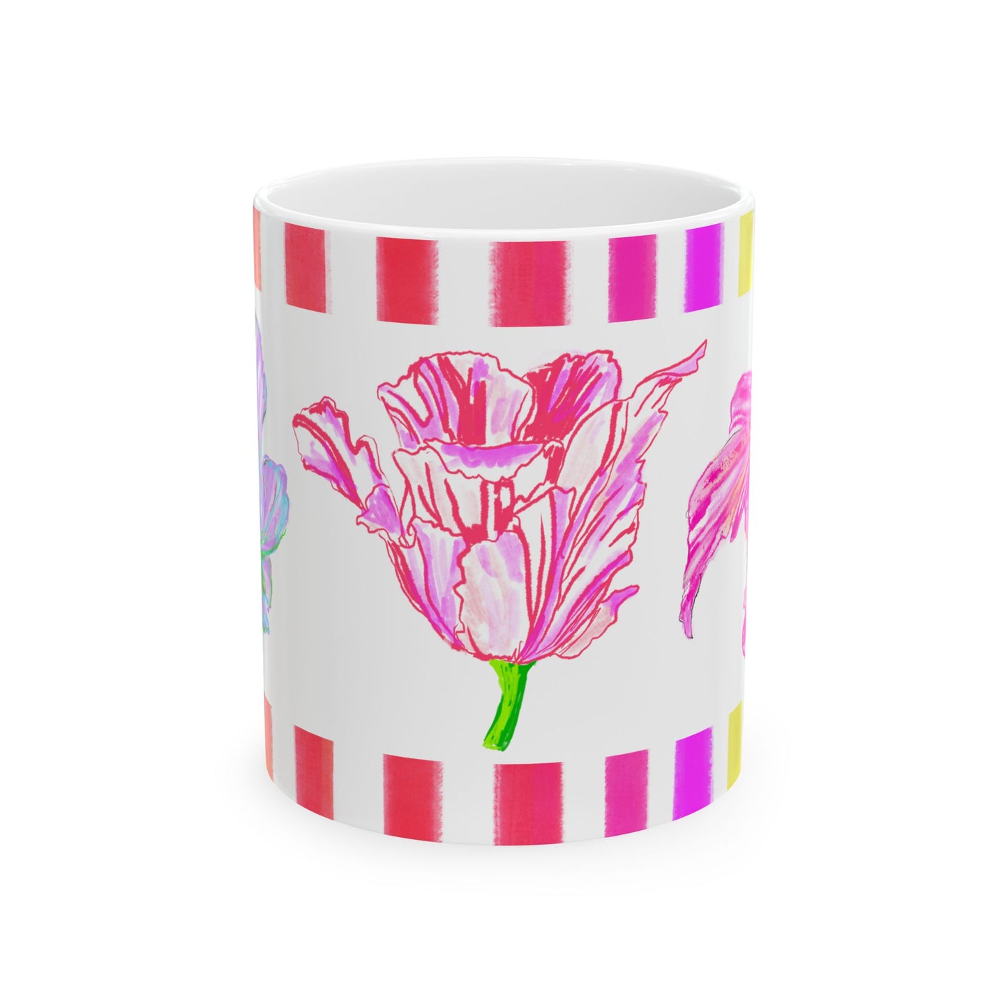 Tulip Love Ceramic Mug, (11oz, 15oz) Lilac, Aqua