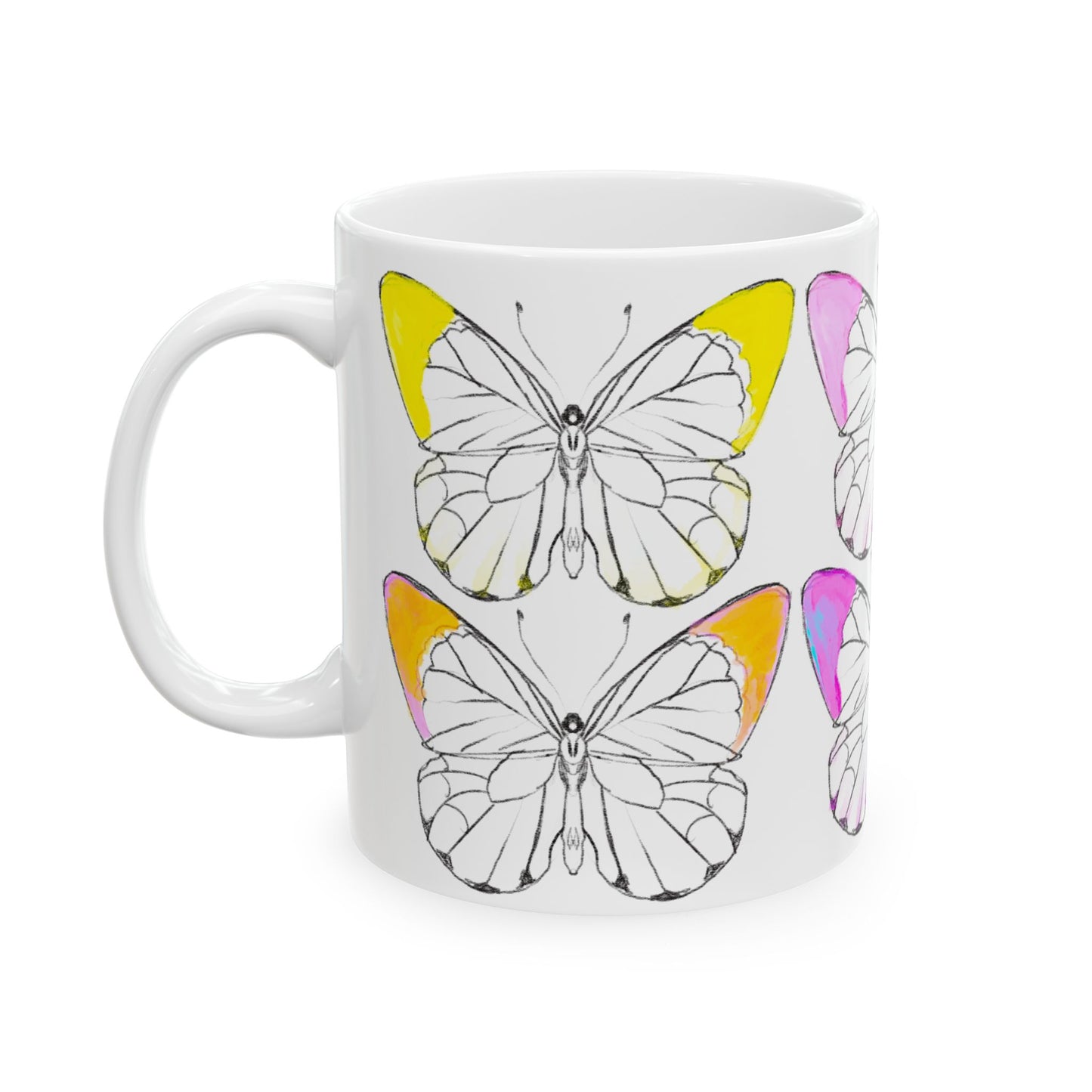 Chroma Ceramic Mug, (11oz, 15oz) yellow pink green