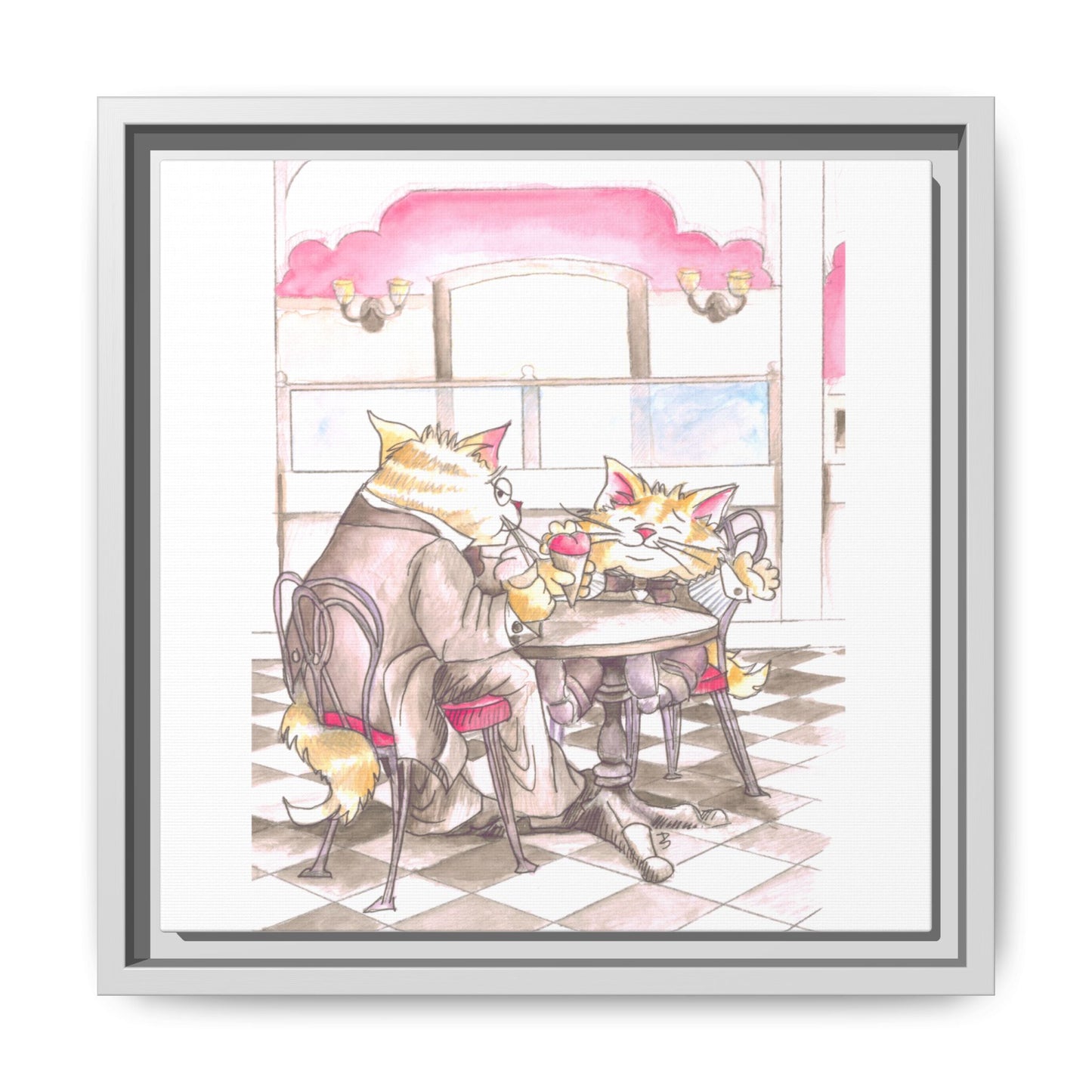 Kitty Fun Matte Canvas Framed