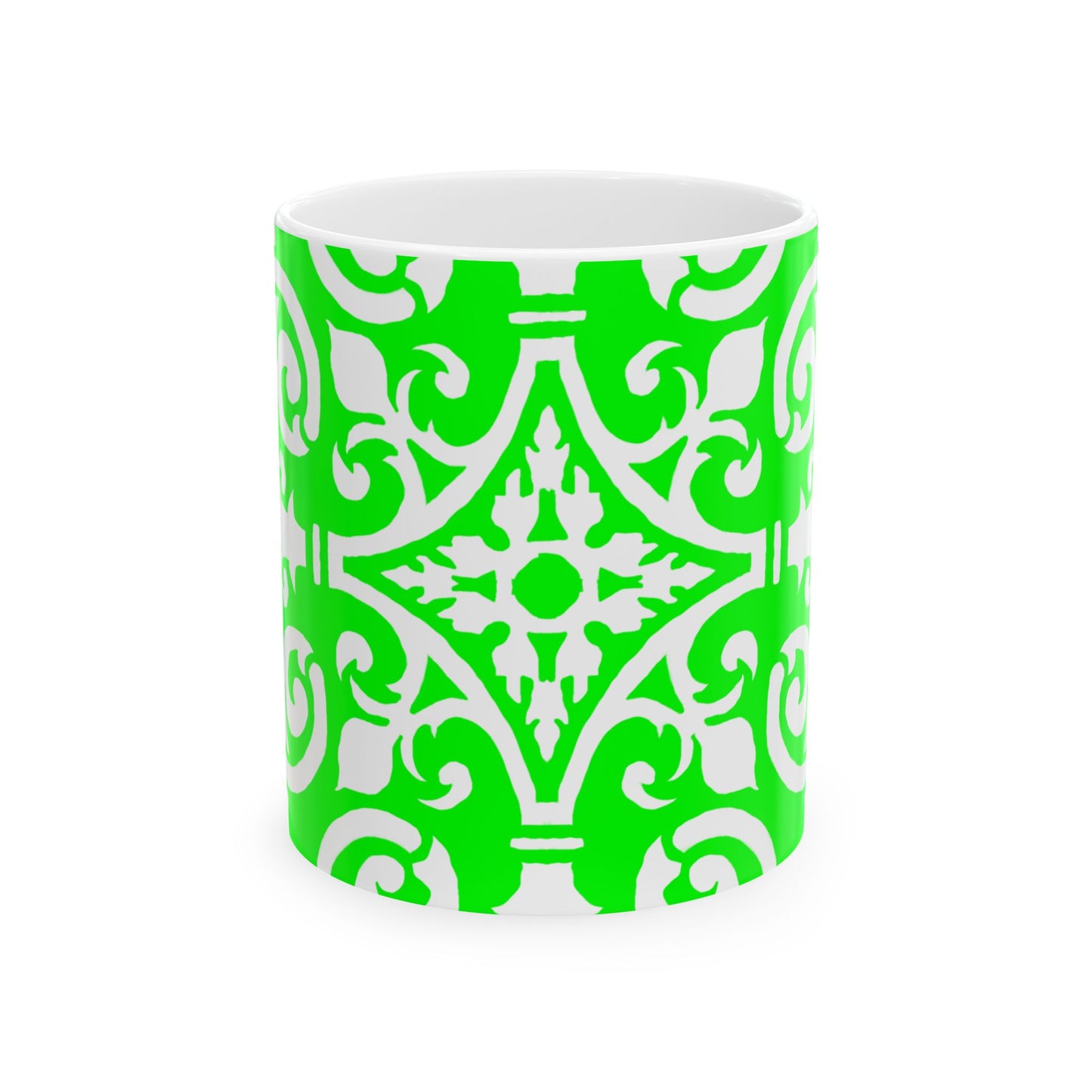 Scrollwork Ceramic Mug Bright Green