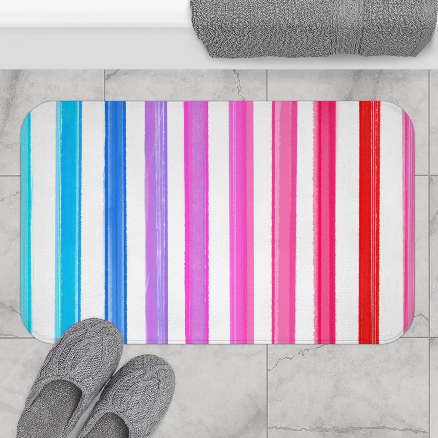 Bath Mats Watercolor Stripes