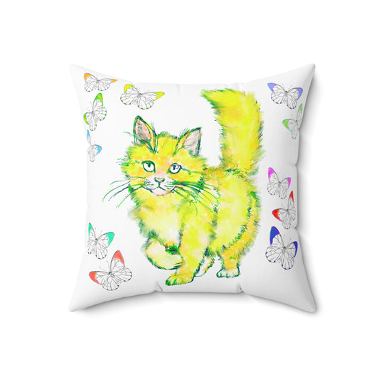 Colorful Cats & Dog  Polyester Square Pillow True happiness,,,
