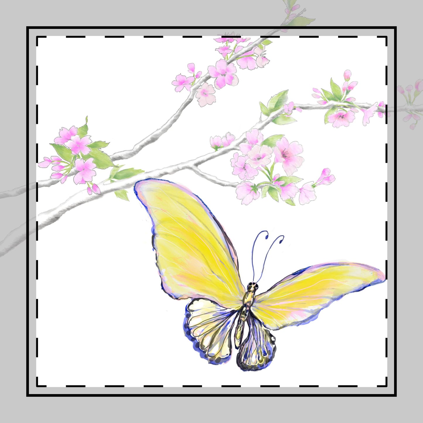 Butterfly Blossom Glide Cotton Twill Napkin in Yellow, Creamier White, #8