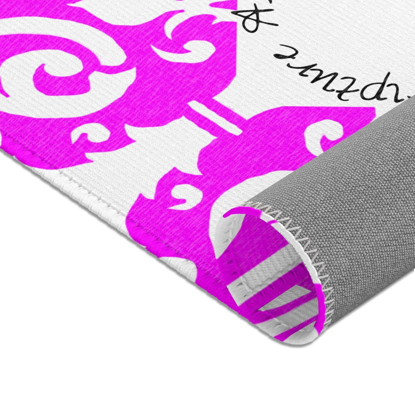 Scrollwork Indoor/Outdoor Rug Raspberry "Sola Scriptura..."