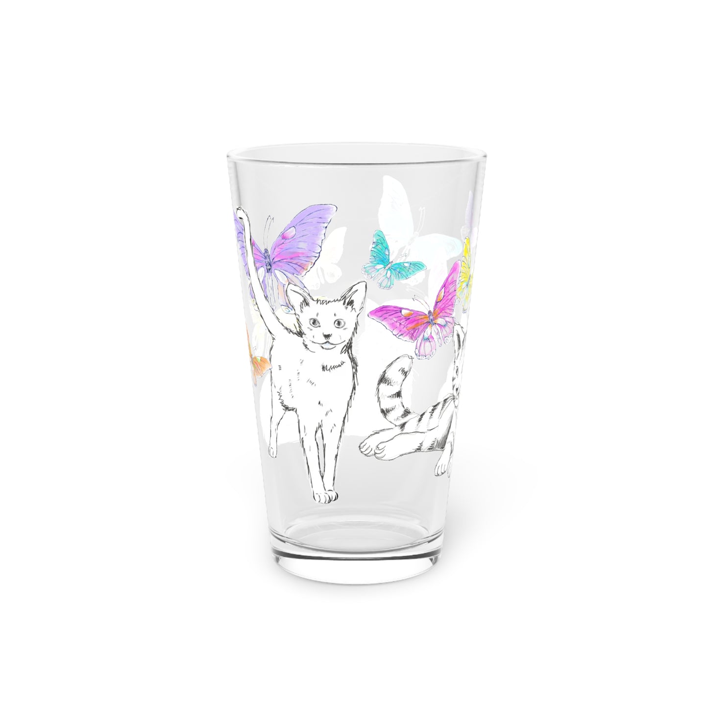 Kitty Flutter Pint Glass, 16oz