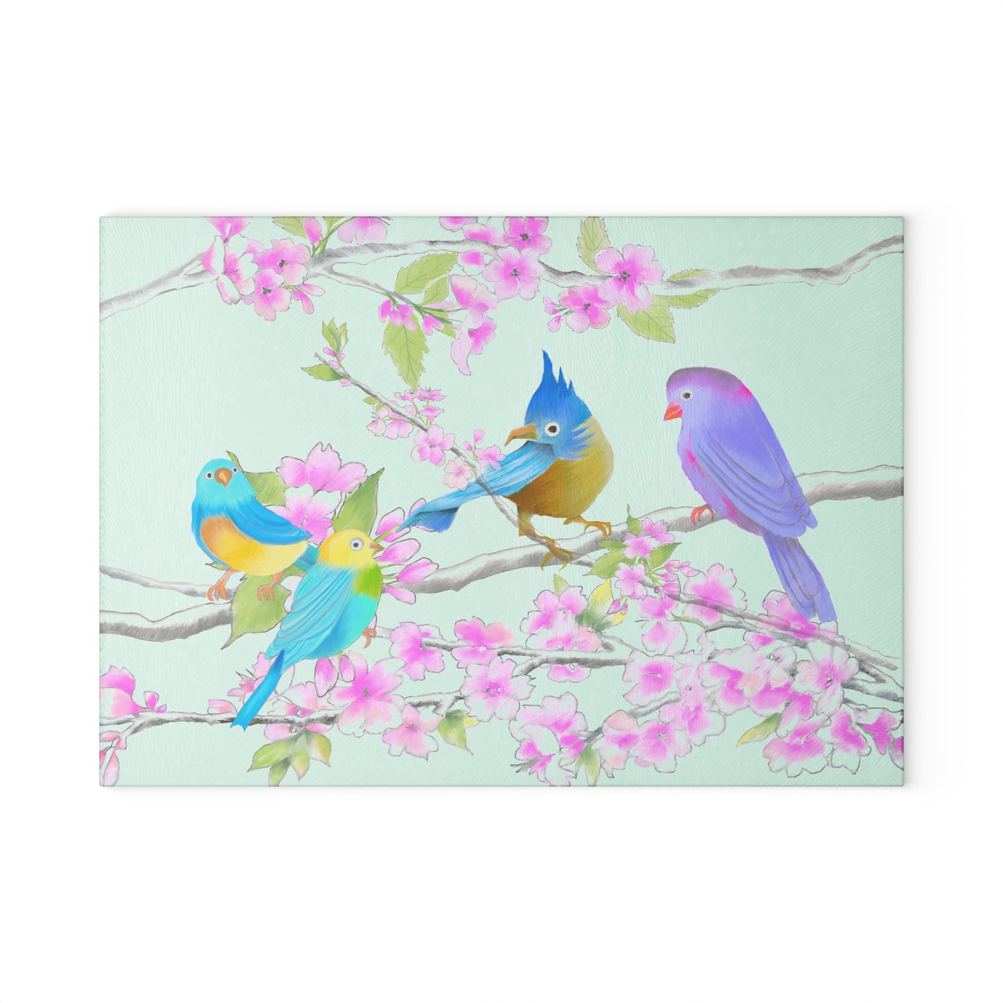 Cherry Chirp Glass Cutting Board