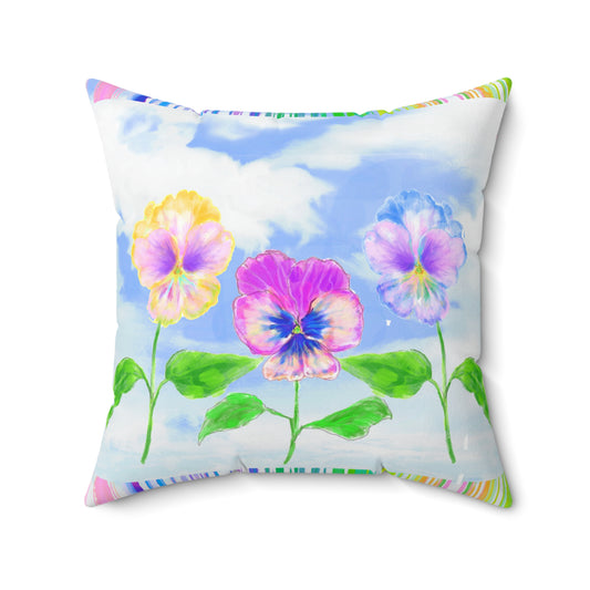 Flower Fun  Pansy Spun Polyester Square Pillow