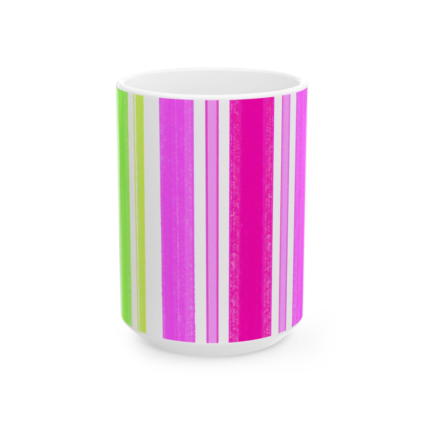 Butterfly Flutterstripe Ceramic Mug, Pink, Green, Aqua ( 2 sizes available 11oz and 15oz)