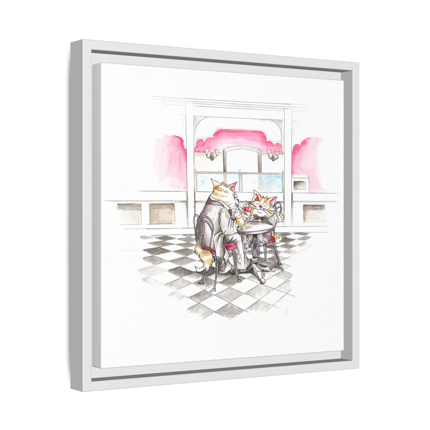 Kitty Fun Matte Canvas Framed