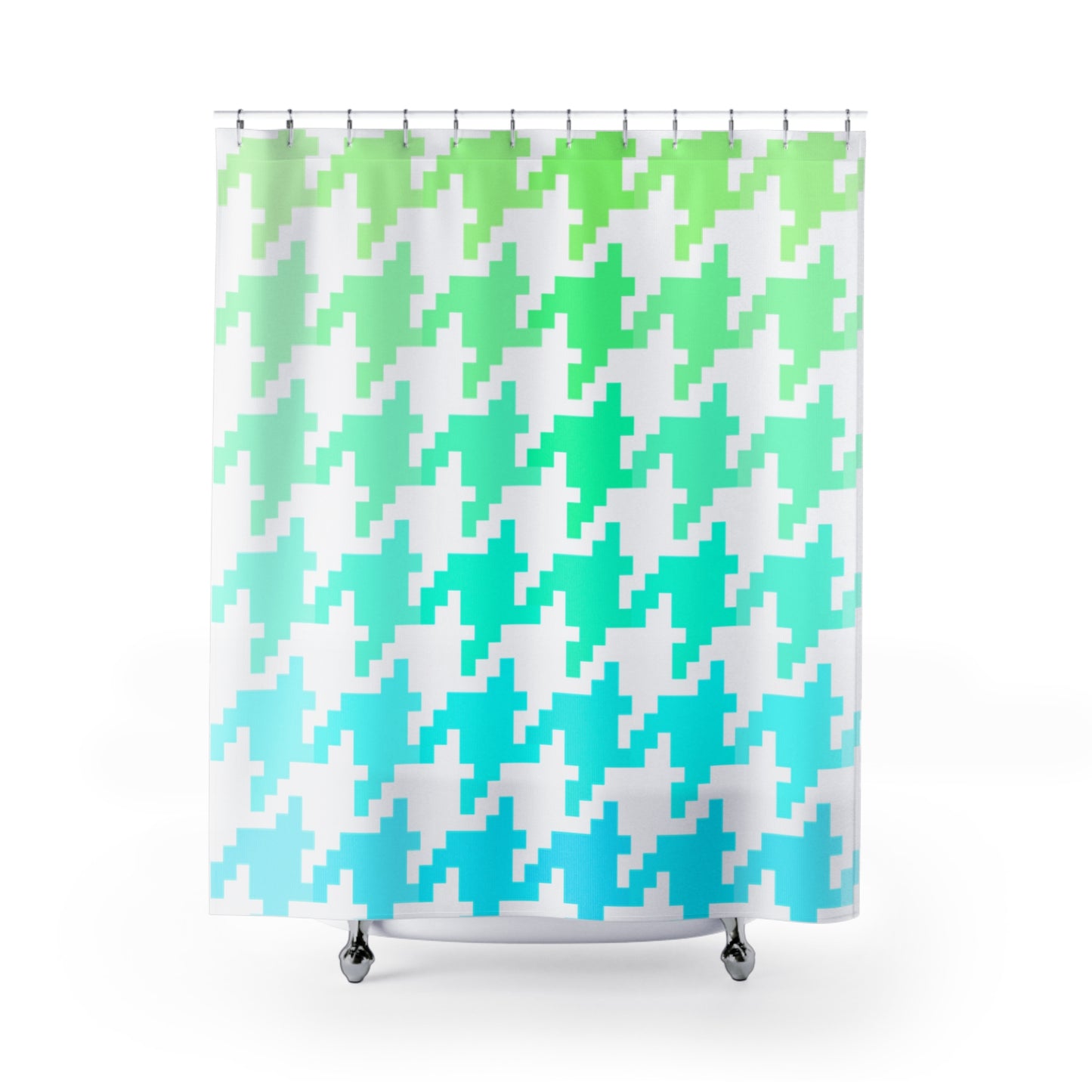 Houndstooth Fun Shower Curtains Aqua/Green