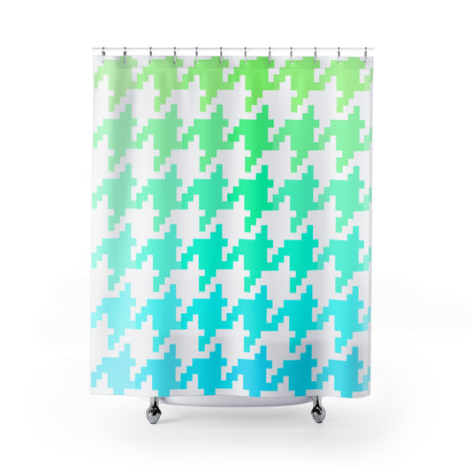 Houndstooth Fun  Shower Curtains Aqua/Green