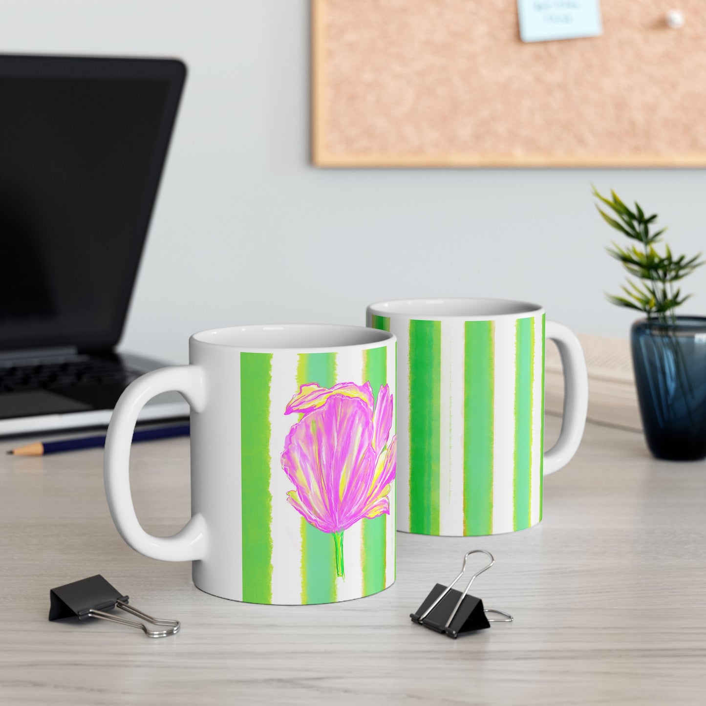 Dancing Tulips Mug Green Pink