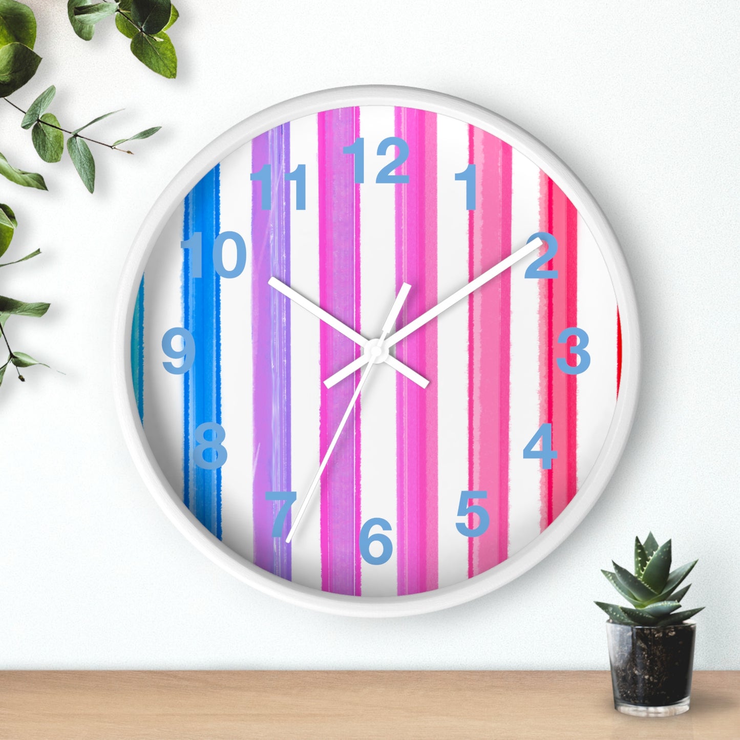 Kitchen & Dining, Office Watercolor Stripes Wall Clock
