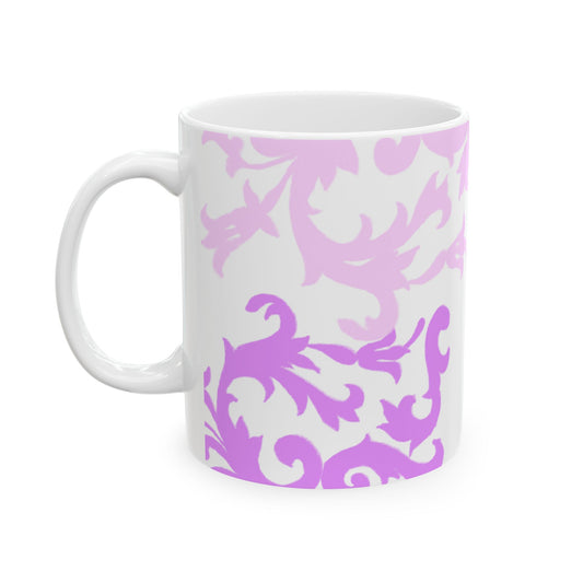 Scrollwork Ceramic Mug Pink Purple