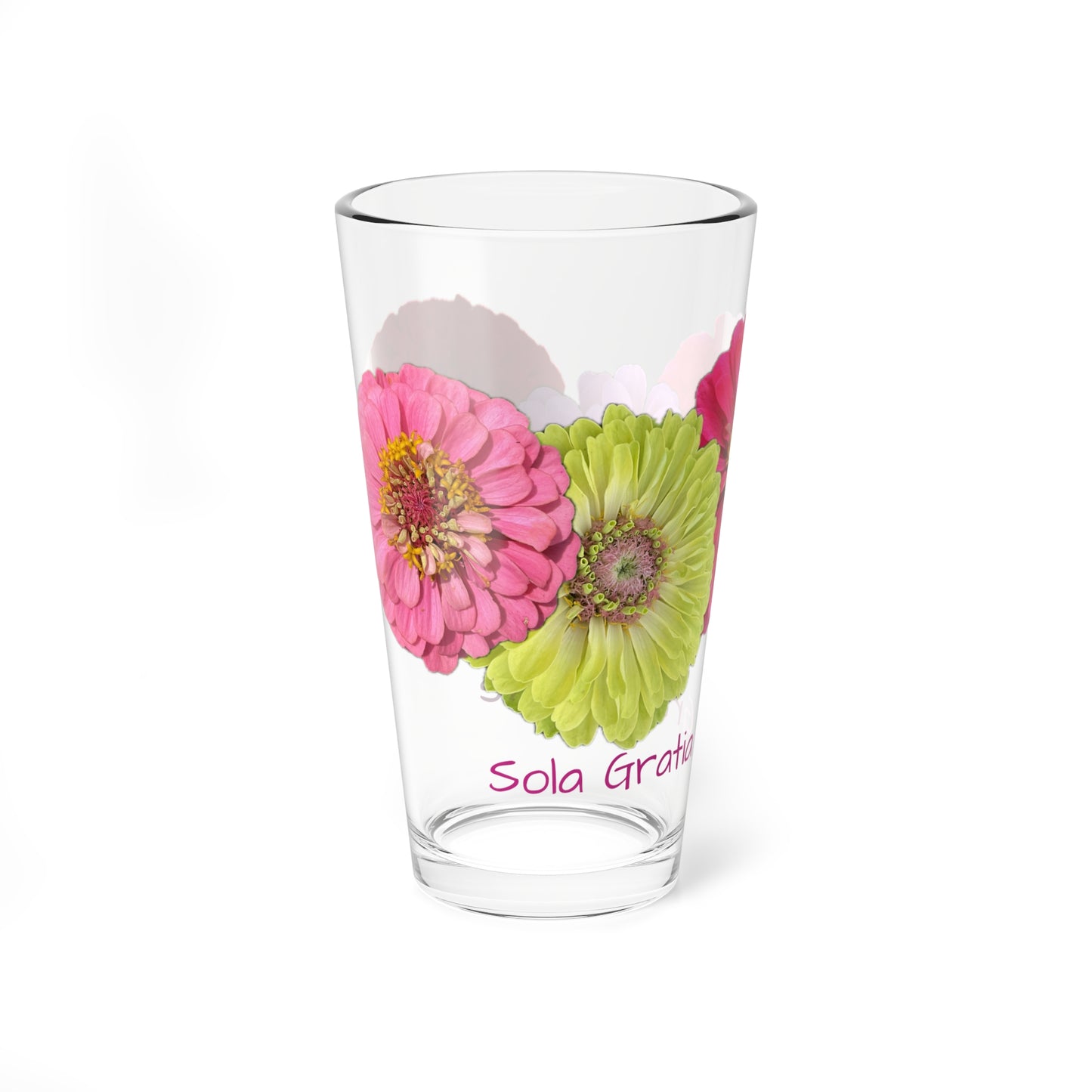 Zinnia Pint Glass Sola Gratia- Grace Alone