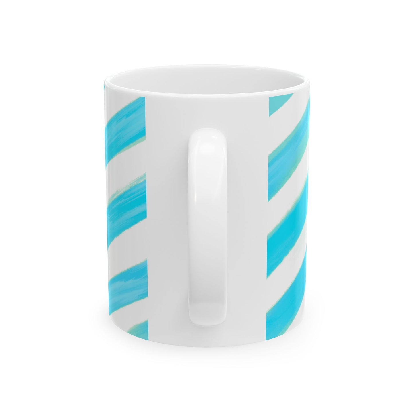 Diagonal Stripe Ceramic Mug in Aqua, 11oz