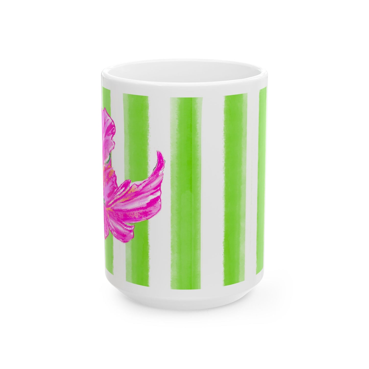 Dancing Tulips Mug Lime-Green Raspberry