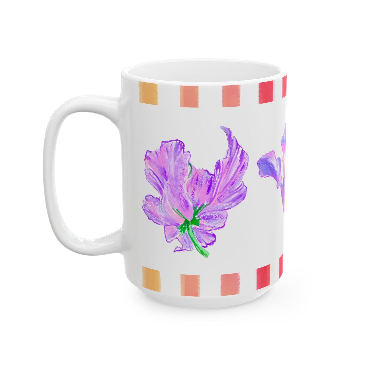 Tulip Love Ceramic Mug, (11oz, 15oz)  Purple, Orange
