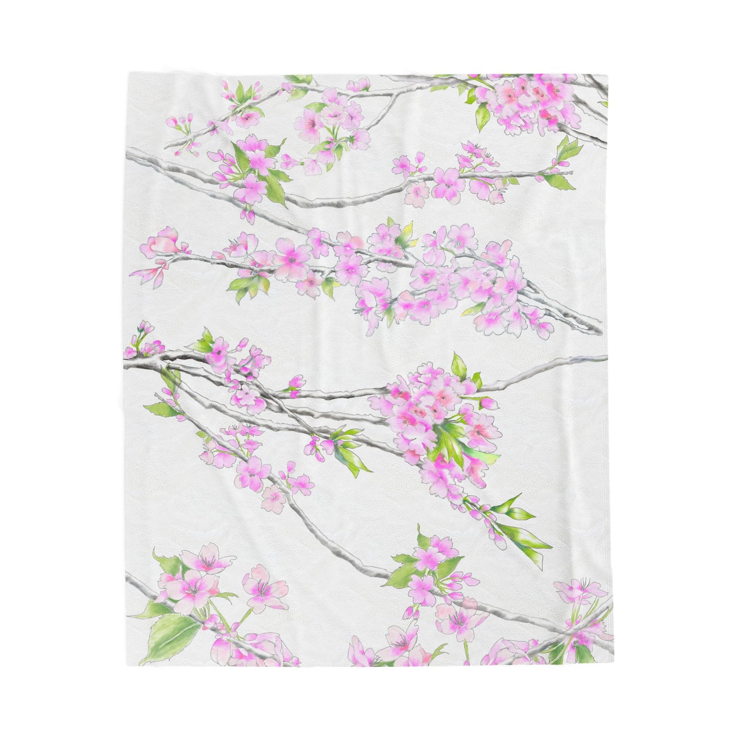 Cherry Blossom Velveteen Plush Blanket