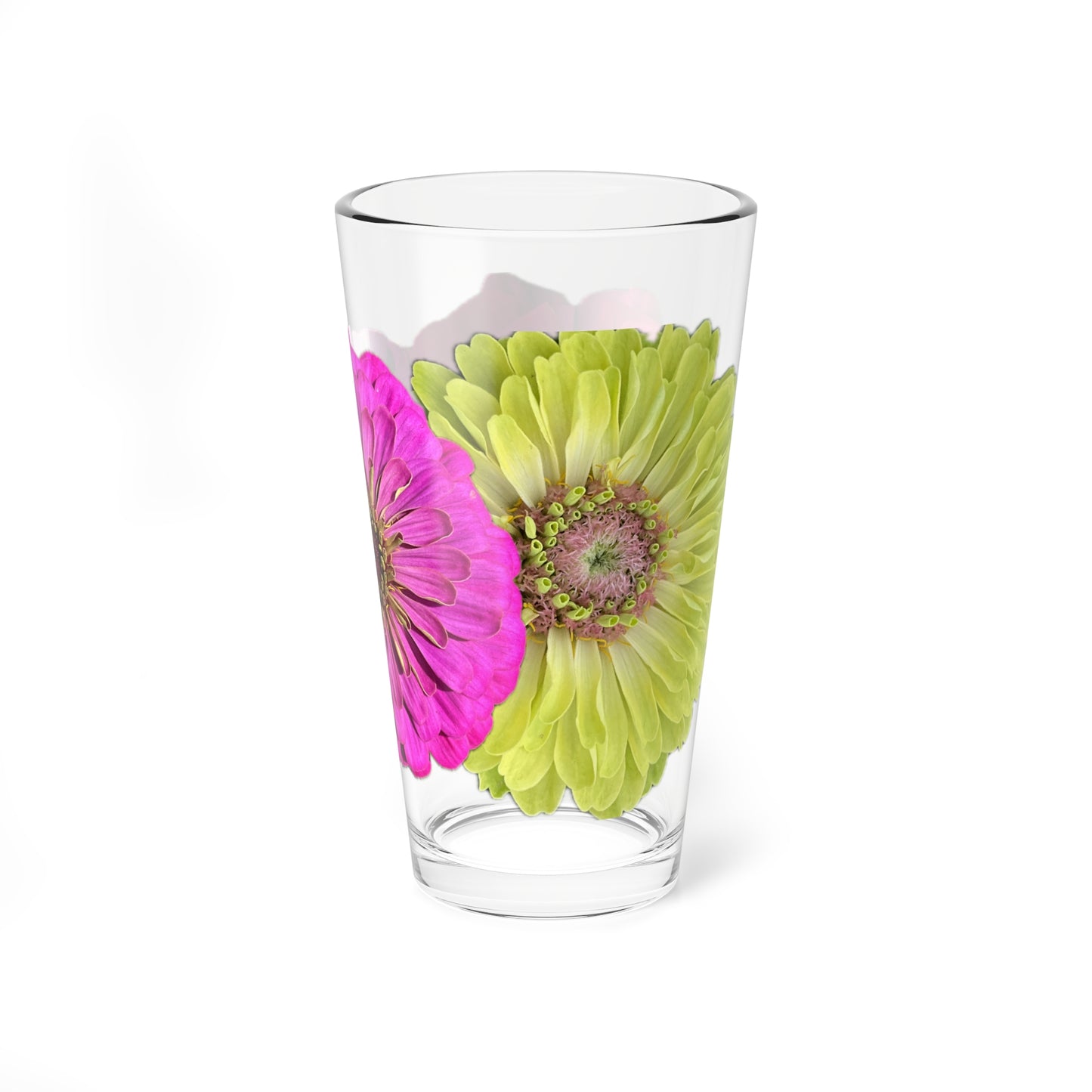 Zinnia Pint Glass Yellow Rasp Warm Pink