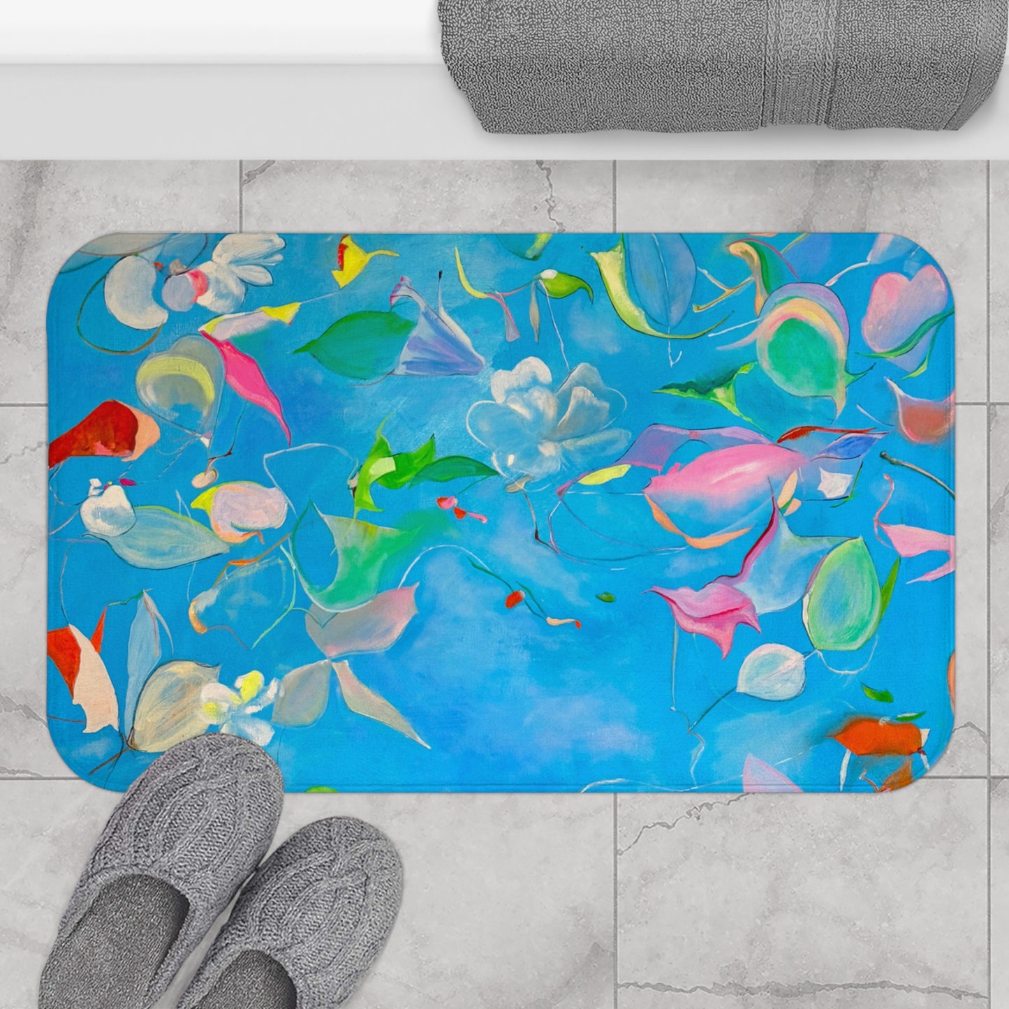 Bath Mats Abstract Dance Leaves