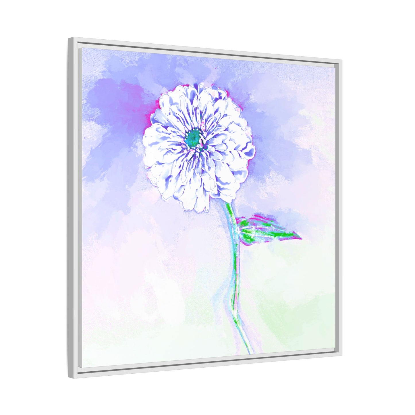 Zinnia Color Splash Matte Canvas Periwinkle Framed