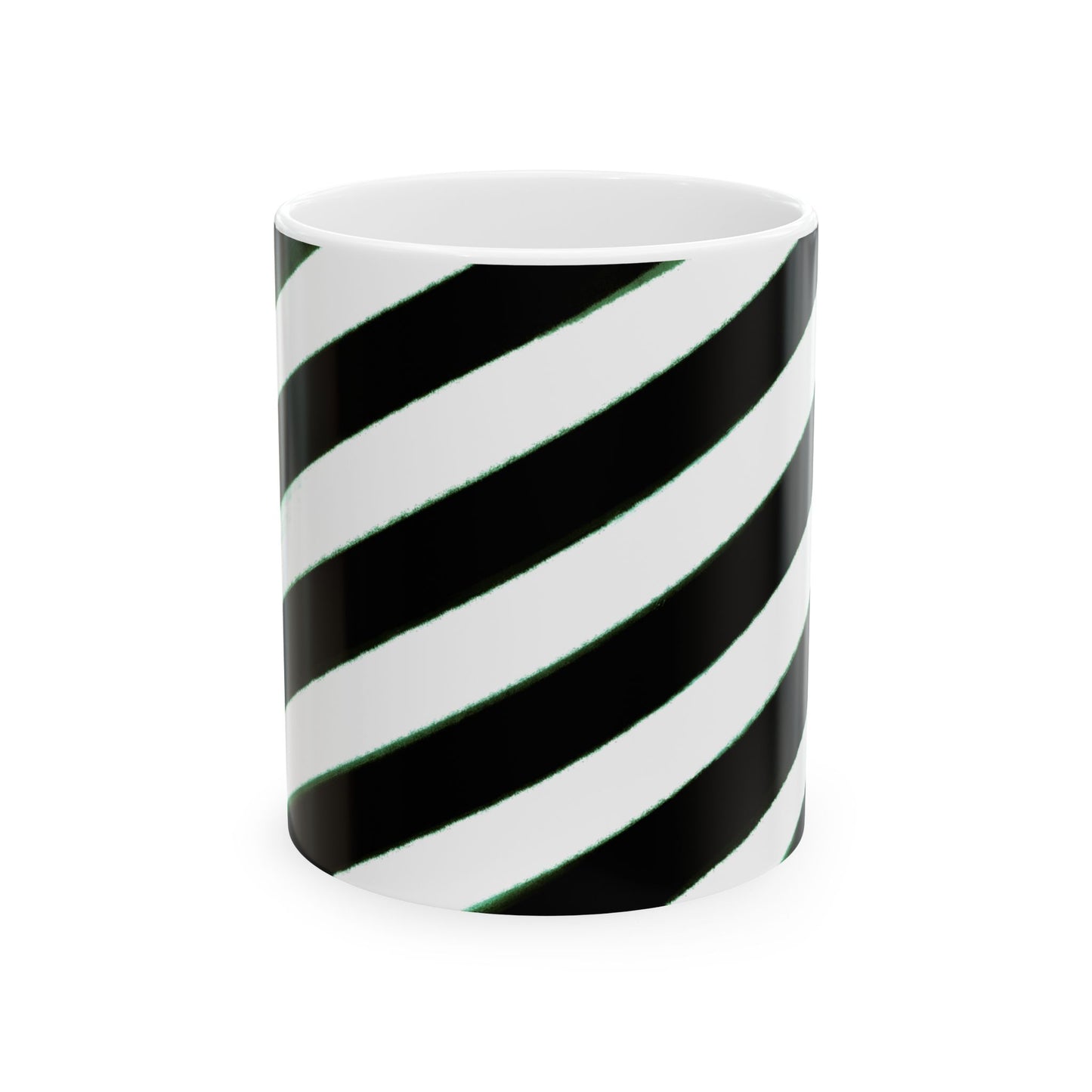 Diagonal Stripe Ceramic Mug in Black, 11oz