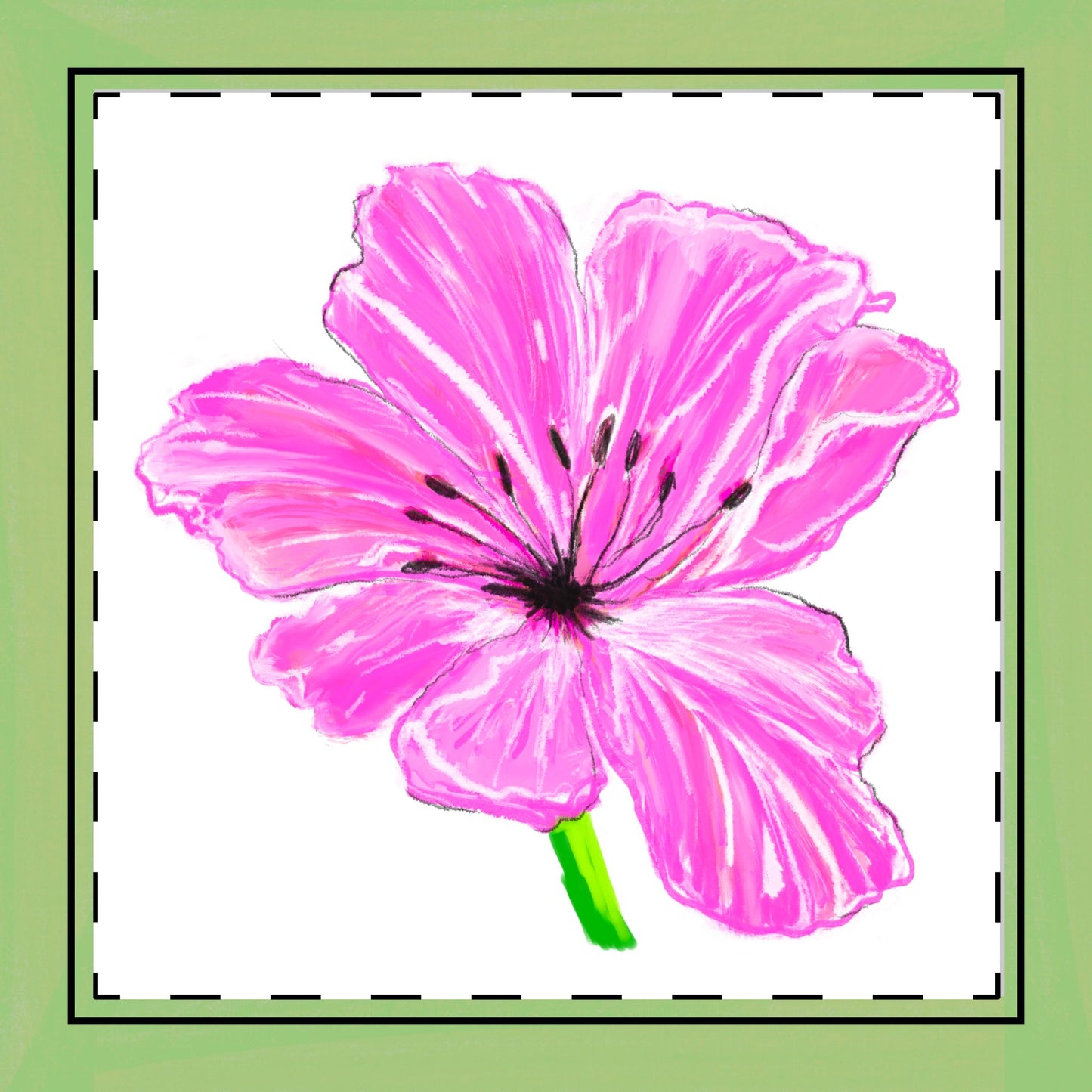 Tulip Love Poly Twill Napkin Spring Green border