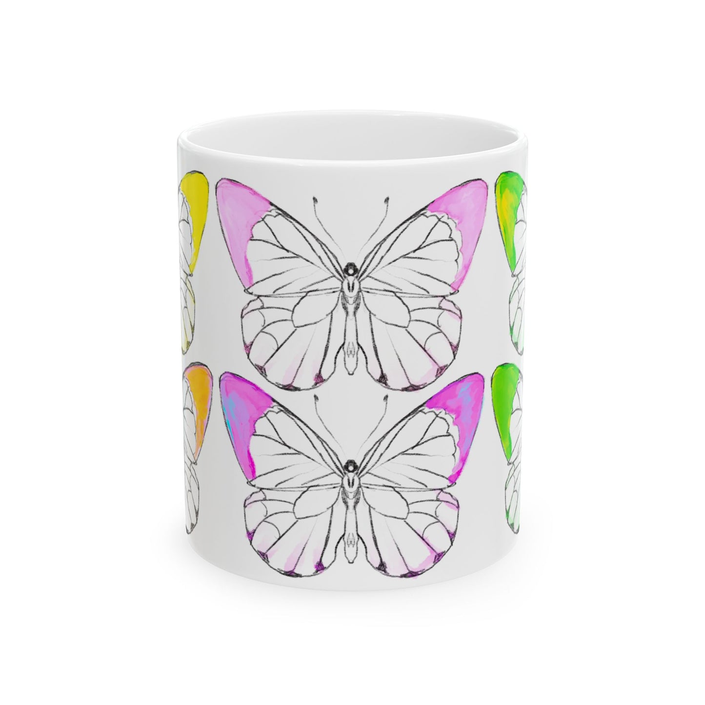 Chroma Ceramic Mug, (11oz, 15oz) yellow pink green