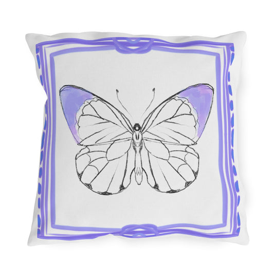 Chroma Outdoor Pillow Lilac "Our hearts are restless..."