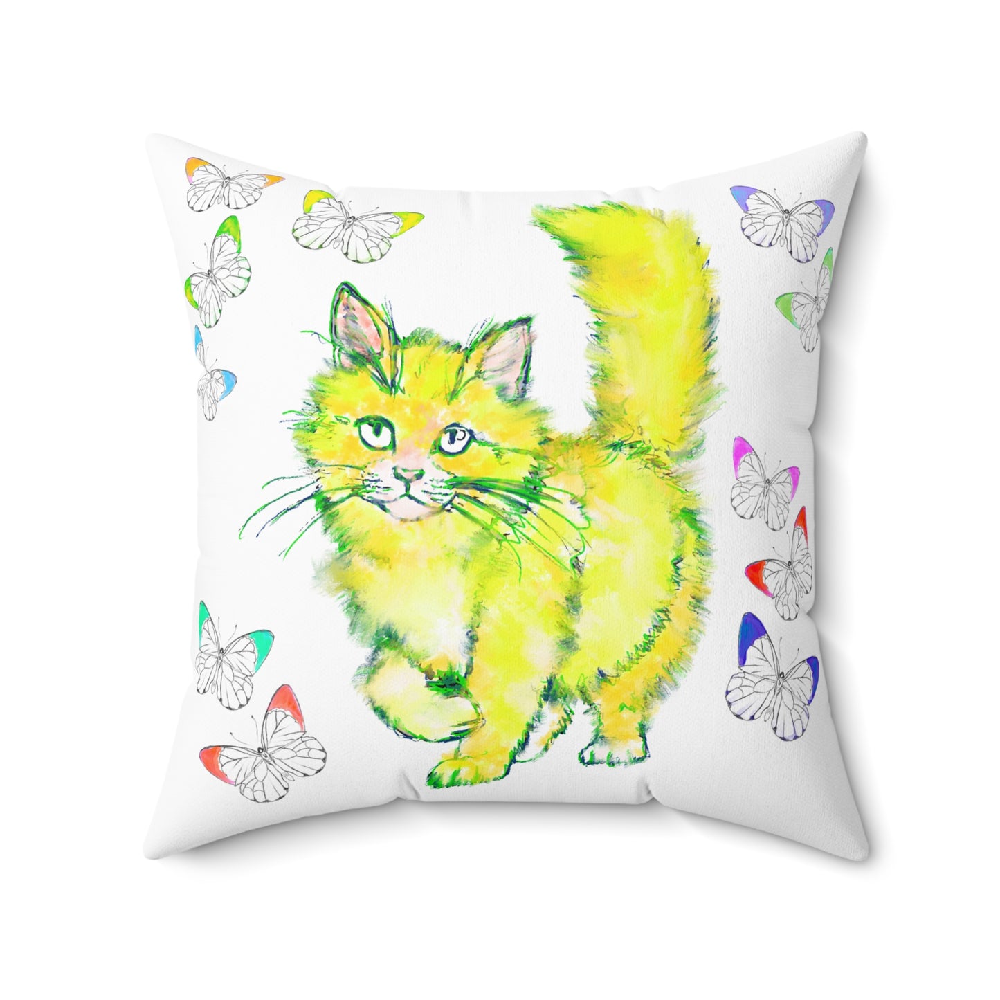 Colorful Cats & Dog Polyester Square Pillow True happiness,,,