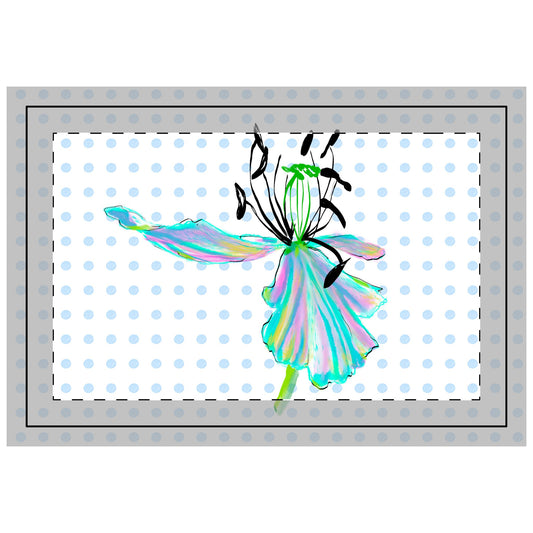 Vibrant Tulips Quilted Placemat Small Blue Polka Dot