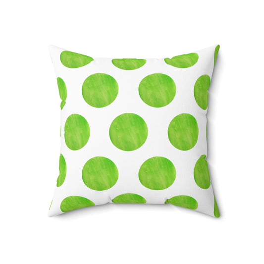 Polka Dot Palette Polyester Square Pillow Green