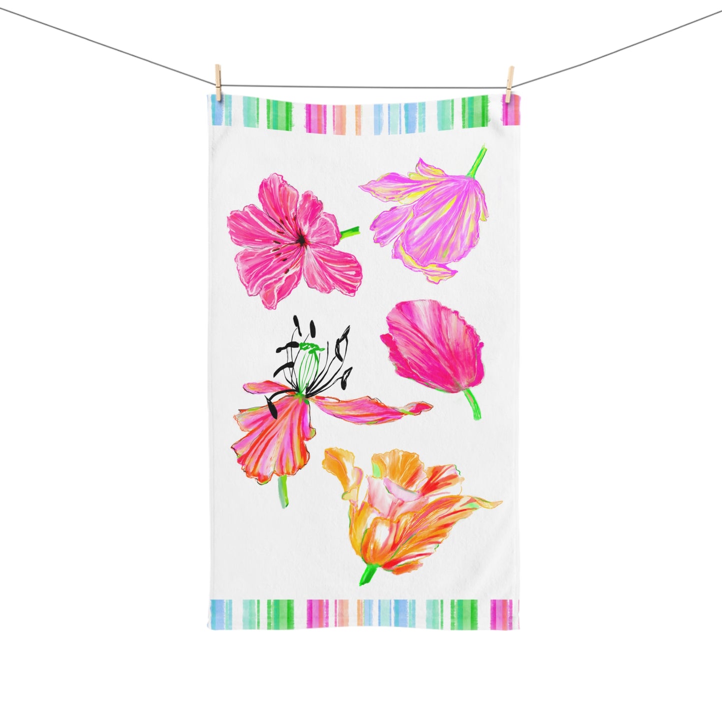 Dancing Tulips Hand Towel Multi-color