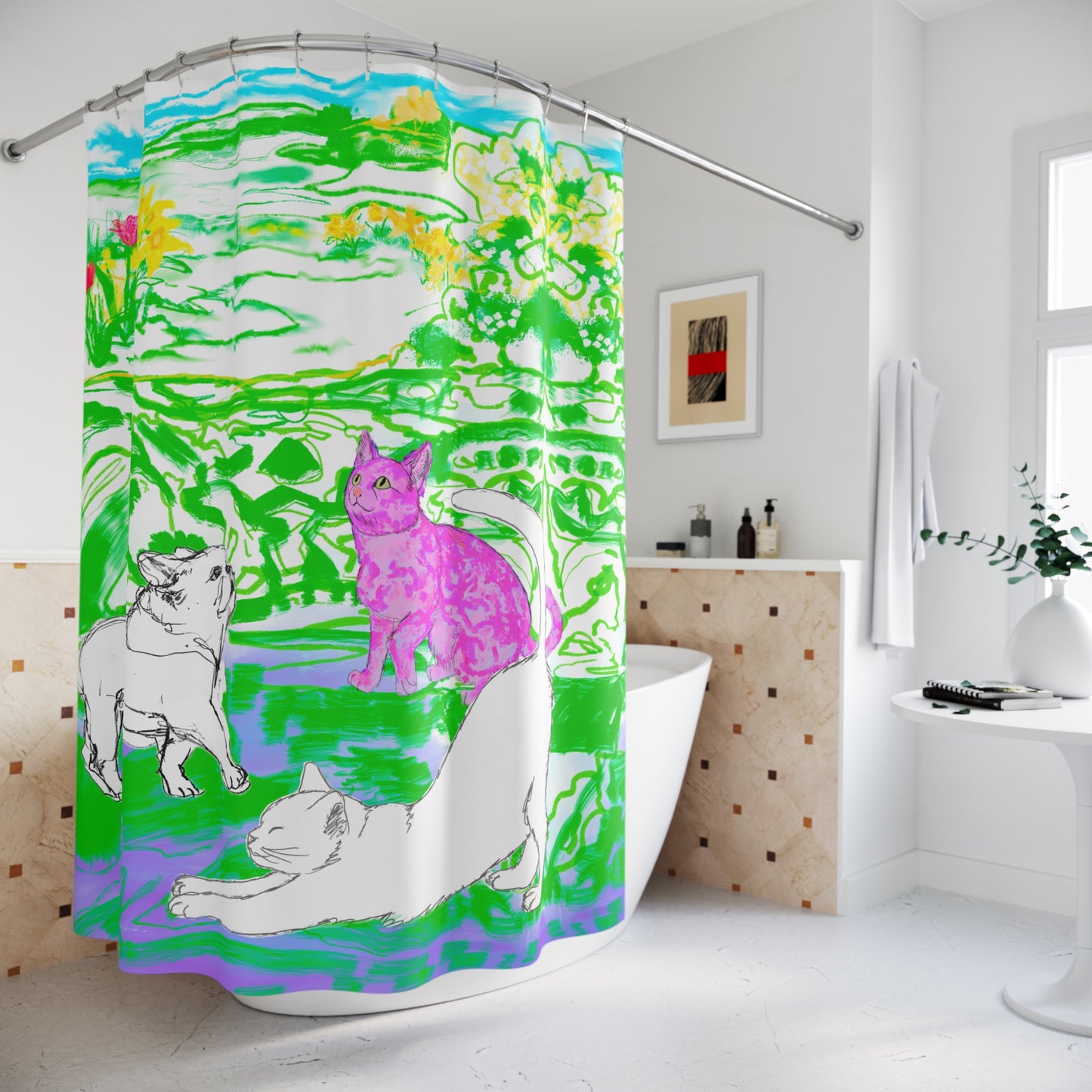 Colorful Cats and Dogs Shower Curtains
