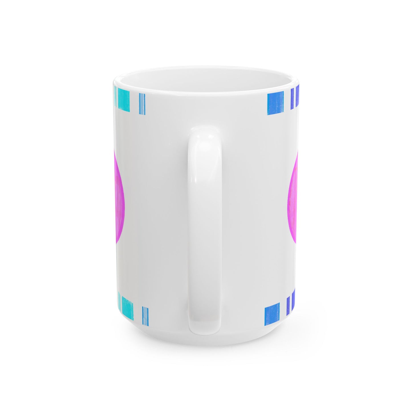 Mega Dot & Stripes Pink Ceramic Mug, (11oz, 15oz)