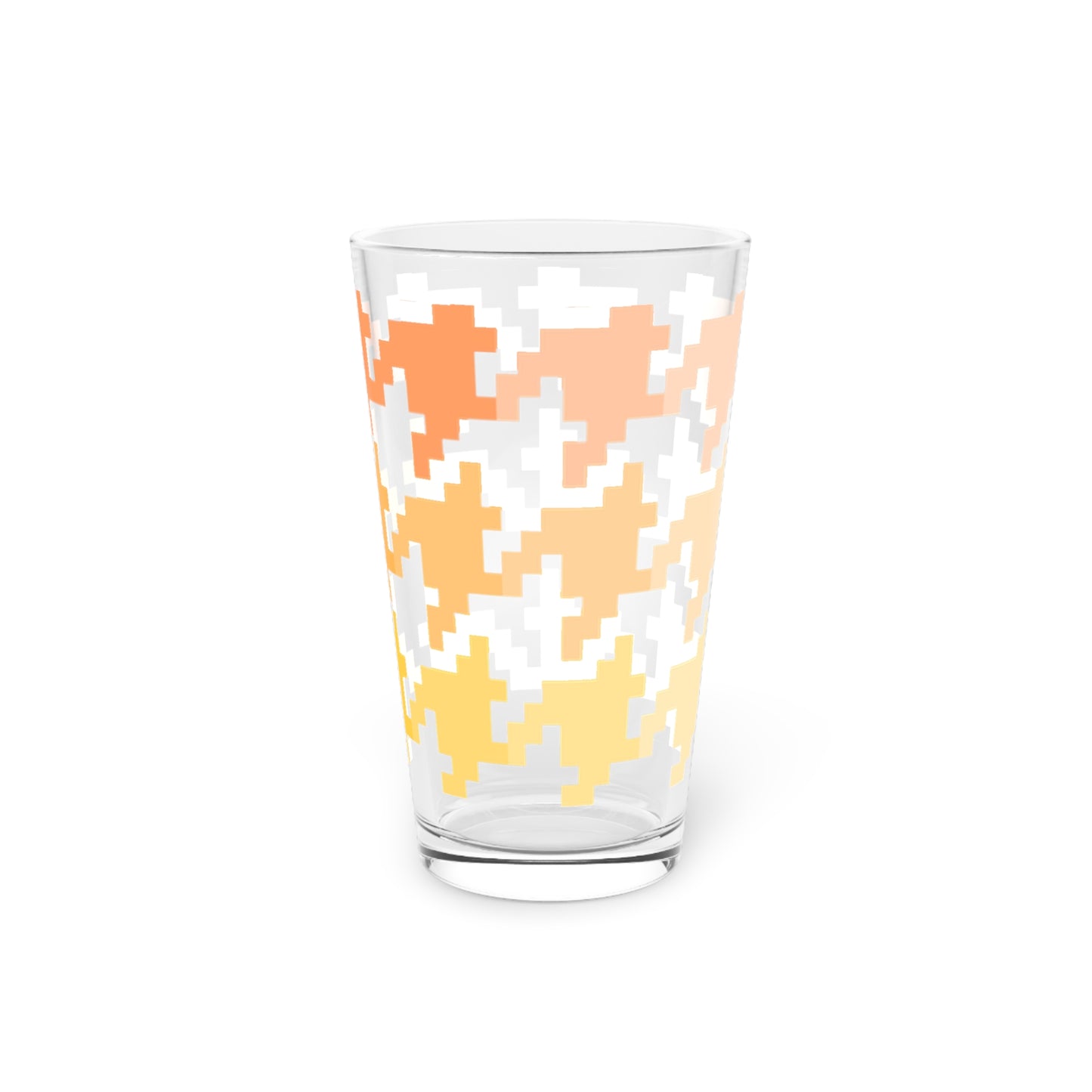 Houndstooth Fun in Orange Pint Glass, 16oz