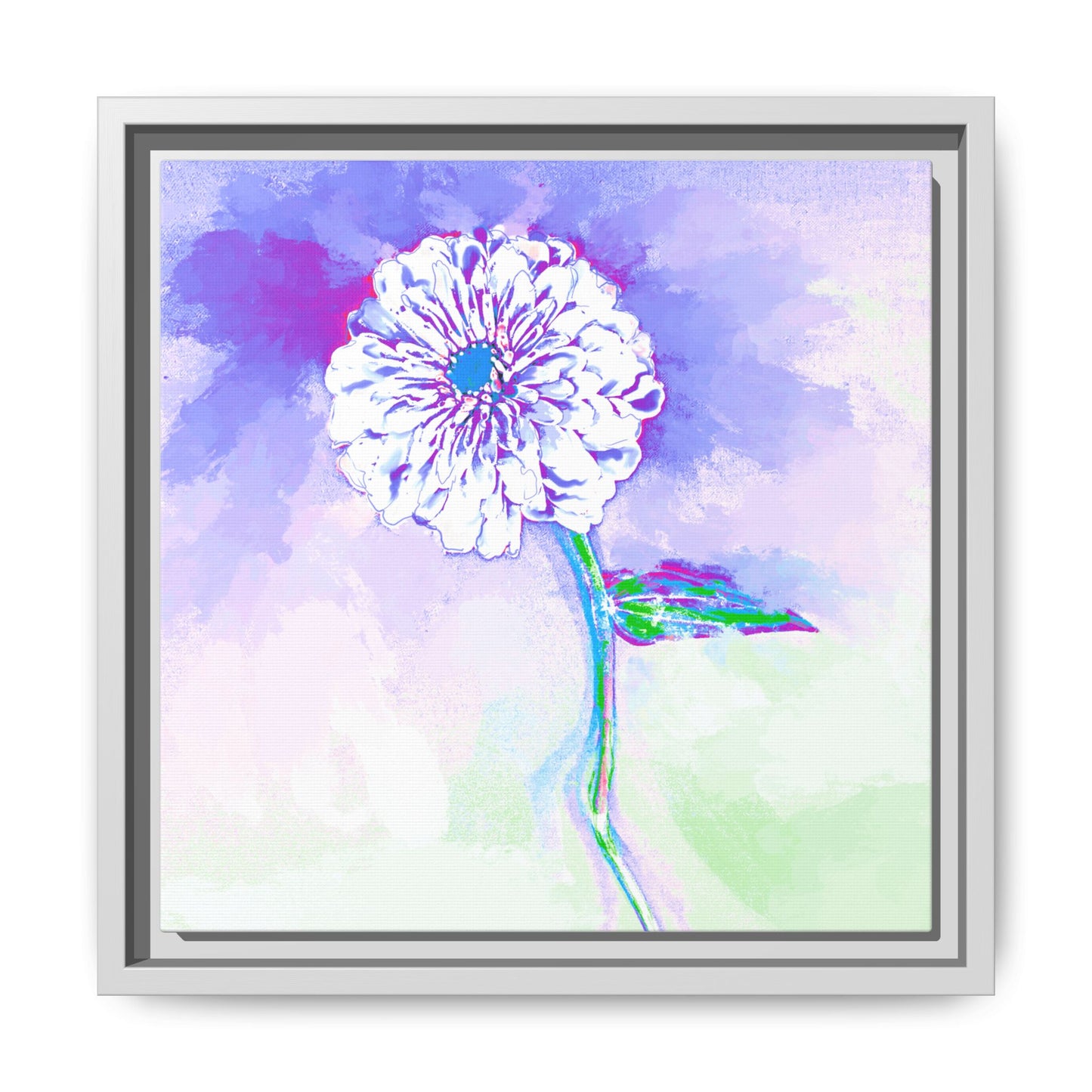 Zinnia Color Splash Matte Canvas Purple Framed