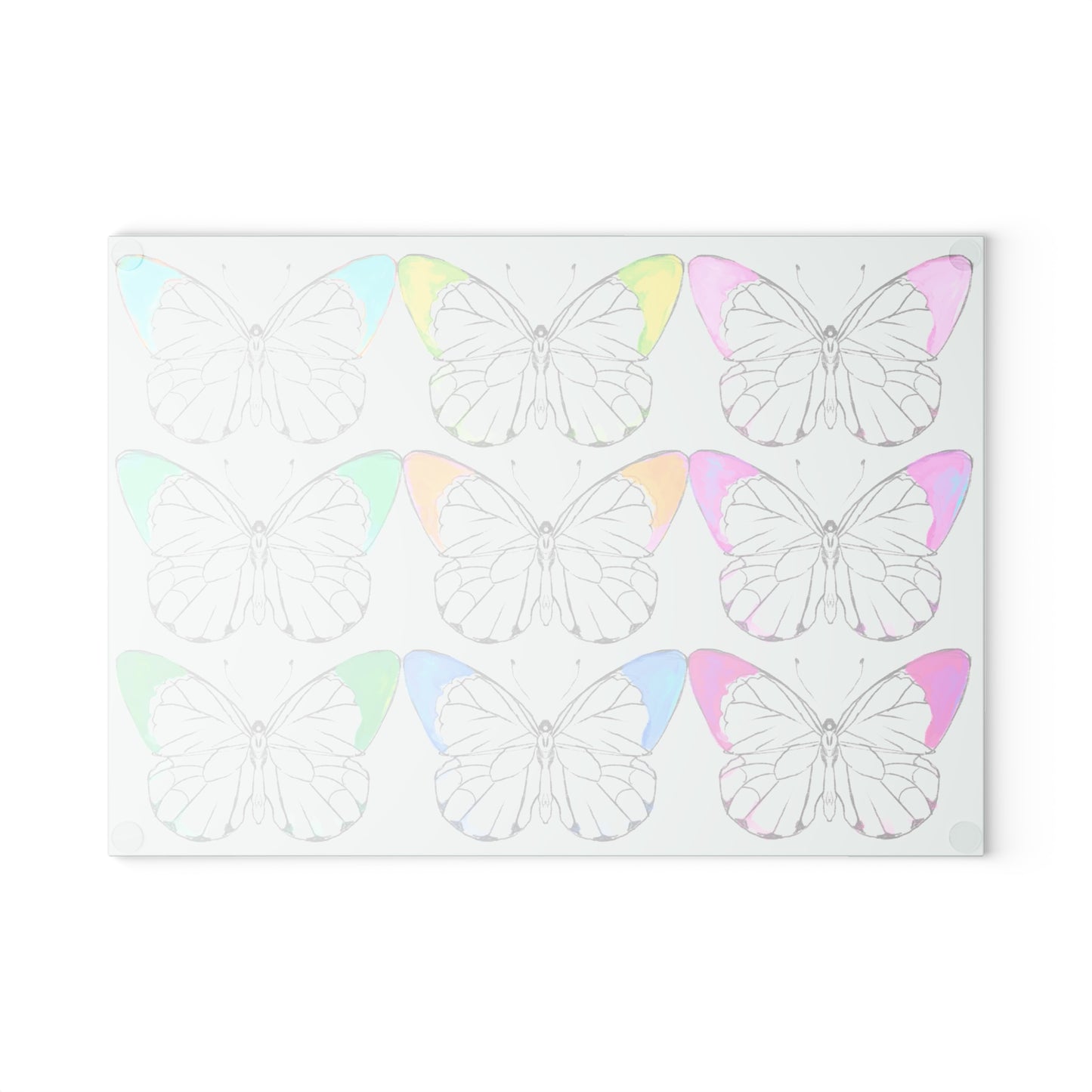 Glass Cutting Boards Rainbow Butterflies