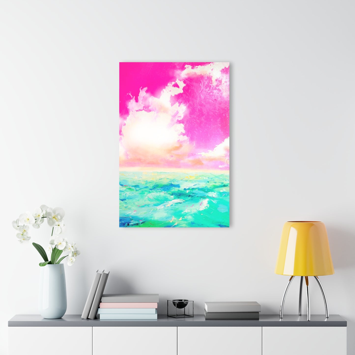 Acrylic Wall Art Ocean's Embrace Pink sky